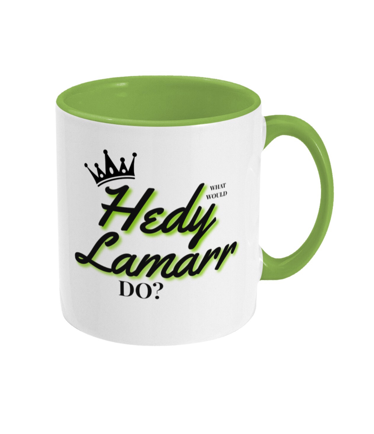 What Would Hedy Lamarr Do? Two toned green mug